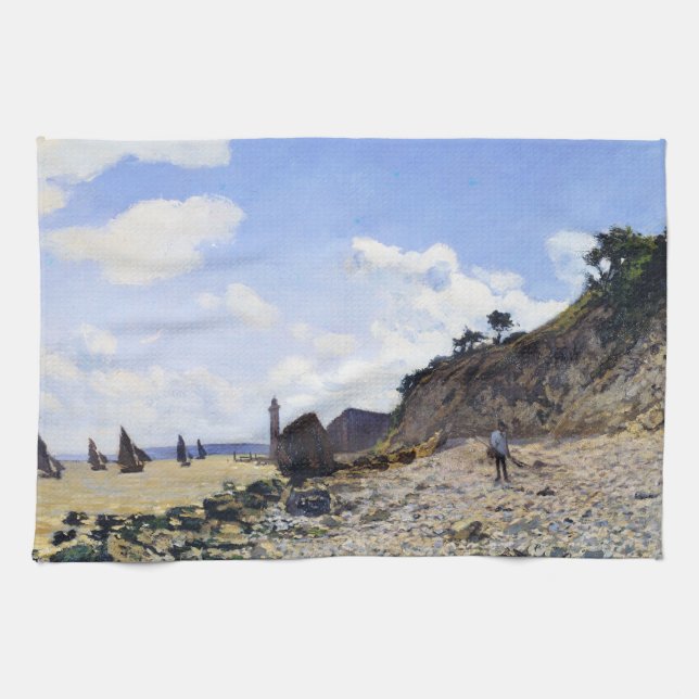 Linge De Cuisine La plage chez Honfleur, Claude Monet 1865 (Horizontal)
