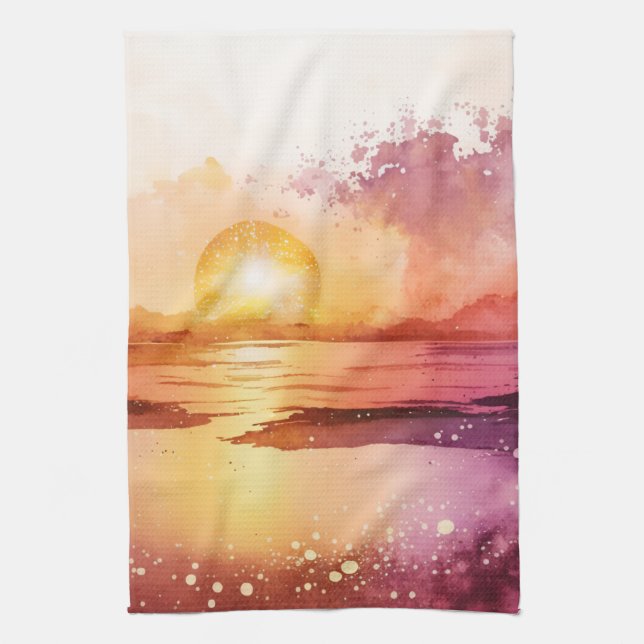 Linge De Cuisine La série de plage à l'aquarelle Design 3 (Vertical)