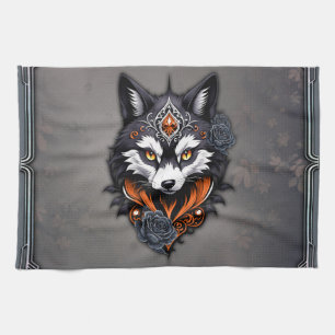 Linge De Cuisine La tête de loup majestueuse, finie en profondeur,