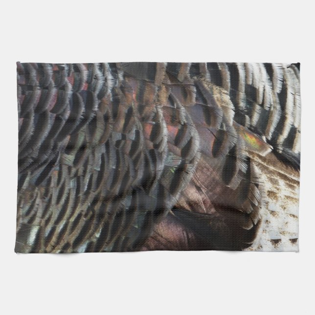 Linge De Cuisine La Turquie sauvage Plumes I Abstrait Nature Design (Horizontal)