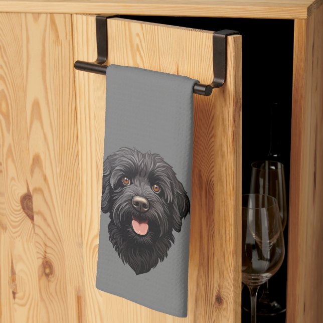 Linge De Cuisine Labradoodle Chien noir (Pliage en tiers)