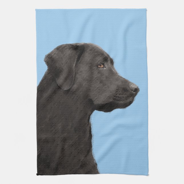 Linge De Cuisine Labrador Retriever Black Peinture Original Chien A (Vertical)
