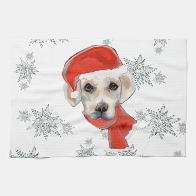 Linge De Cuisine Labrador Retriever blanc (Horizontal)