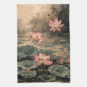 Linge De Cuisine Lac de lotus au clair de lune (3)