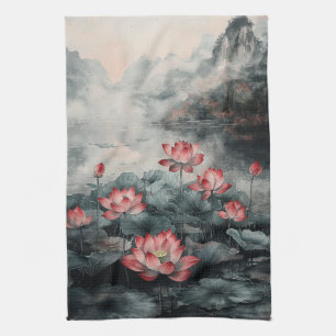 Linge De Cuisine Lac de lotus au clair de lune (5)