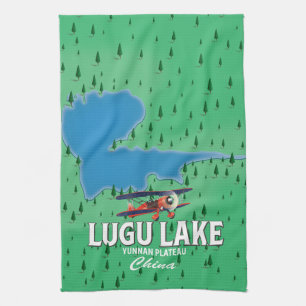 Linge De Cuisine Lac Lugu, plateau du Yunnan, carte de Chine