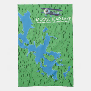Linge De Cuisine Lac Moosehead, Piscataquis Carte du Comté Kitchen 