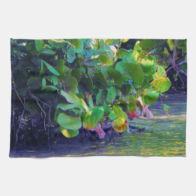 Linge De Cuisine Lagune de la mangrove avec des raisins de mer (Horizontal)