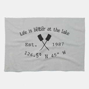 Linge De Cuisine Lake house et. Date année coordonnées personnalisé