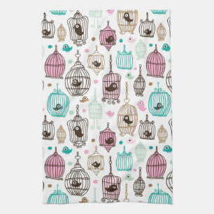 Linge De Cuisine l'amour de cage à oiseaux badine le motif