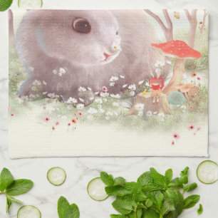 Linge De Cuisine Lapin avec Fleurs
