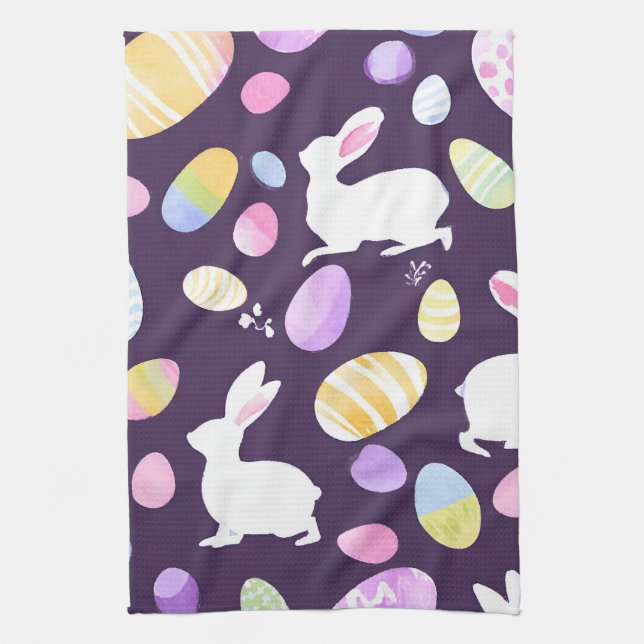 Linge De Cuisine lapin avec oeufs de pâques (Vertical)