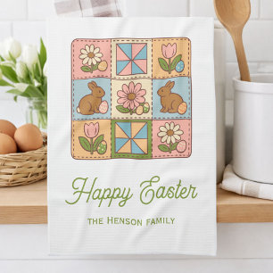 Linge De Cuisine Lapin de Pâques Joyeux Modèle de Courtepointe Fami