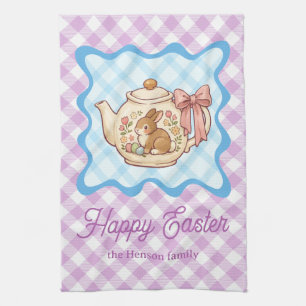 Linge De Cuisine Lapin de Pâques Théière Gingham 