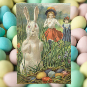 Linge De Cuisine Lapin de Pâques vintage et enfants Joyeuse fête de