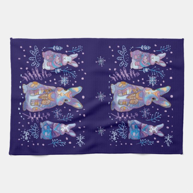 Linge De Cuisine lapin d'hiver (Horizontal)