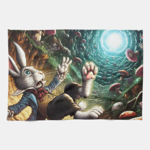 Linge De Cuisine Lapin Panique Tombant Dans Le Trou Du Lapin