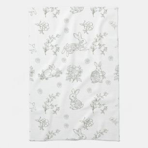 Linge De Cuisine Lapins de toile vert sauge