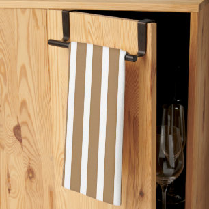 Linge De Cuisine Larges Rayures Marron