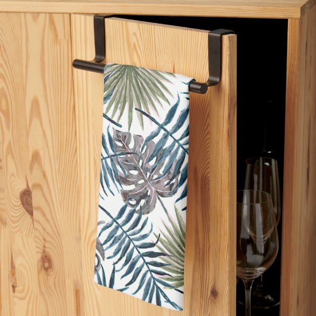 Linge De Cuisine L'art de l'aquarelle des Feuilles de Mauve verte (Pliage en tiers)