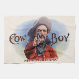 Linge De Cuisine L'art des étiquettes de cigare vintage, Cowboy att
