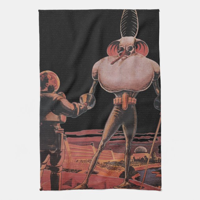 Linge De Cuisine L'astronaute de science-fiction vintage Shake Hand (Vertical)