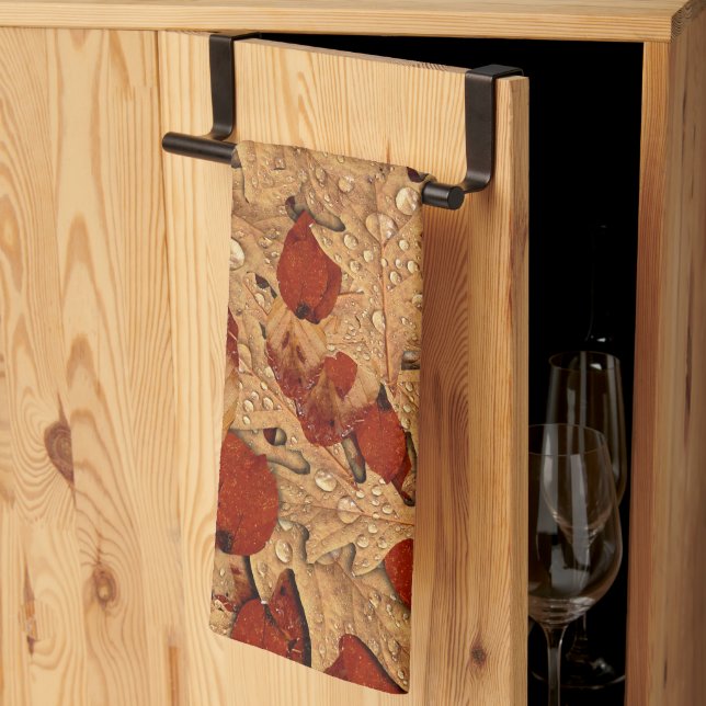 Linge De Cuisine L'automne humide quitte Thanksgiving (Pliage en tiers)