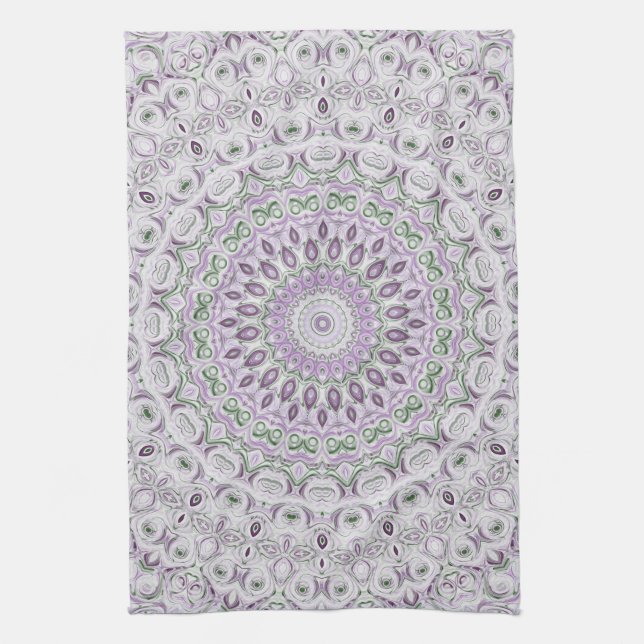 Linge De Cuisine Lavande et vert Mandala Motif Design (Vertical)