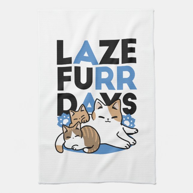 Linge De Cuisine Laze Furr Days - Cute Lazy Cats Design (Vertical)