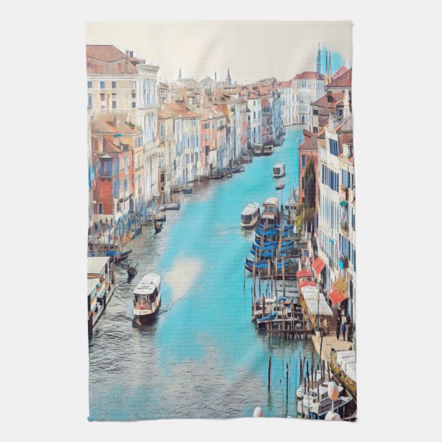 Linge De Cuisine ldp VENICE - Vue sur le Grand Canal du Rialto (Vertical)