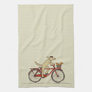 Linge De Cuisine Le chien cycliste avec un ami des écureuils - L'a