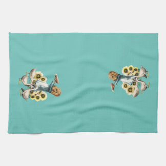 Linge De Cuisine Le chien de ferme nourrit les canards