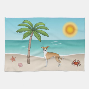 Linge De Cuisine Le Chien De La Faune Et L'Iggy Blanche À Une Plage