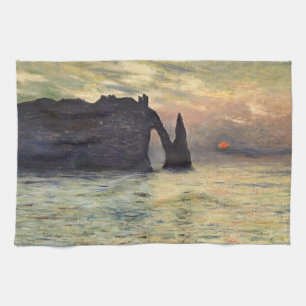Linge De Cuisine Le Cliff Etretat, coucher de soleil de Claude Mone