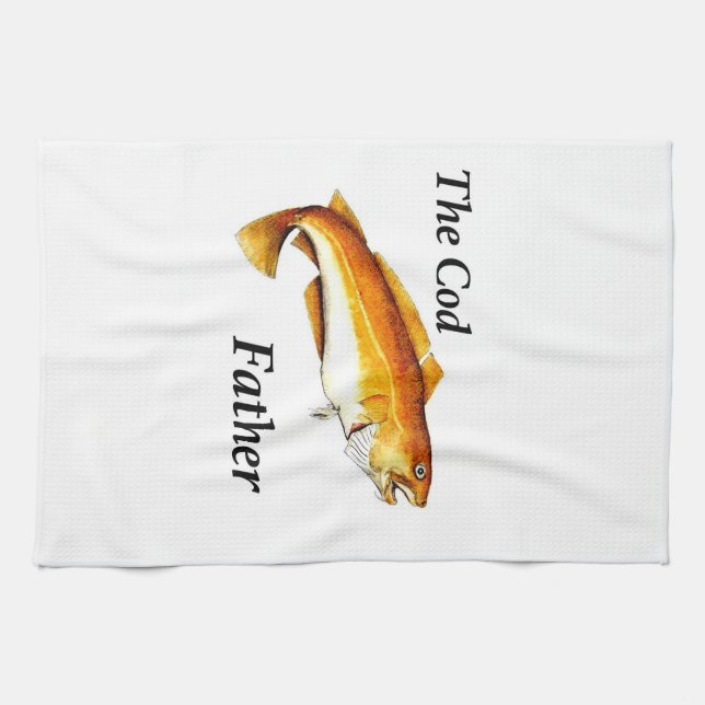 Linge De Cuisine Le Cod Père idéal de pêche présent. (Horizontal)