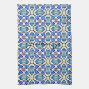 Linge De Cuisine Le coeur de mandala bleu motif Thunder_Cove