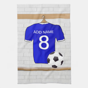 Linge De Cuisine Le football Jersey blanc bleu personnalisé du