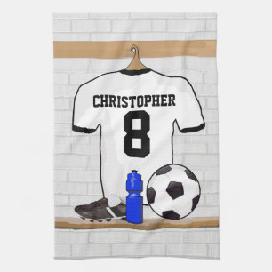 Linge De Cuisine Le football Jersey noir blanc personnalisé du