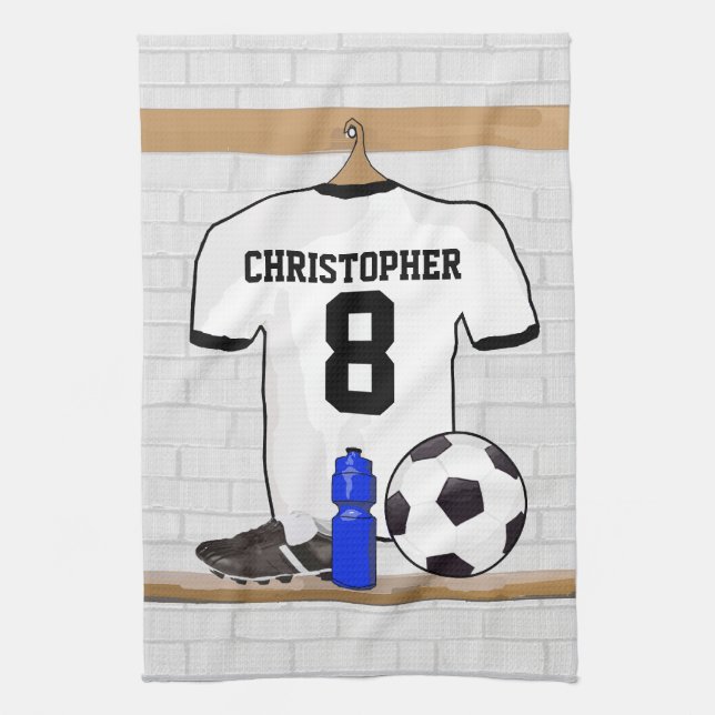 Linge De Cuisine Le football Jersey noir blanc personnalisé du (Vertical)