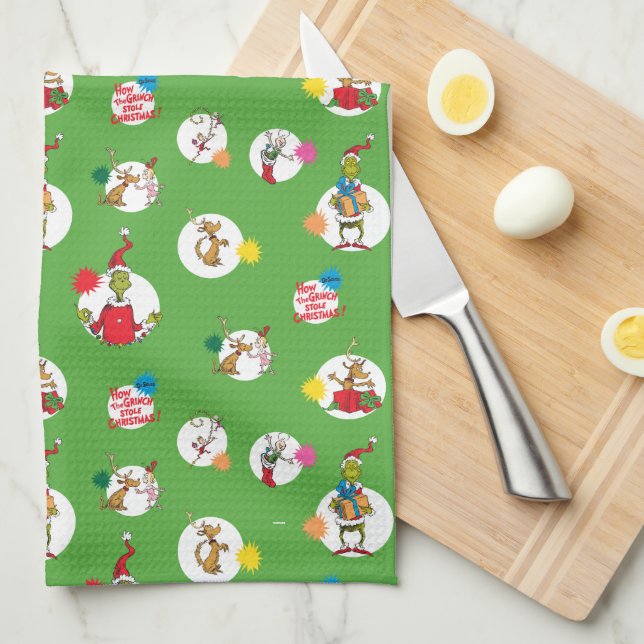 Linge De Cuisine Le Grinch | Motif de points de Noël (Quart Plié)