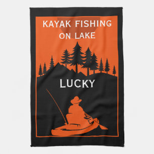 Linge De Cuisine Le Lac Kayak Et La Pêche Sur La Rivière