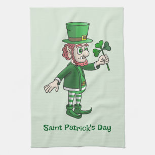 Linge De Cuisine Le Leprechaun avec un trèfle