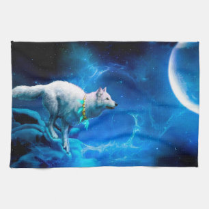 Linge De Cuisine Le loup indien et la pleine lune