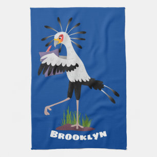 Linge De Cuisine Le mignon secrétaire oiseau écrire des notes dessi