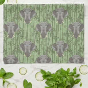 Linge De Cuisine Le Motif blanc des éléphants majestueux Lotus