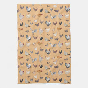Linge De Cuisine Le motif du poulet heureux à la pêche