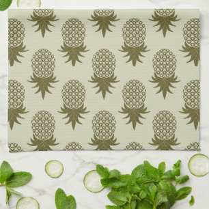 Linge De Cuisine Le motif kaki d'ananas ajoutent votre initiale