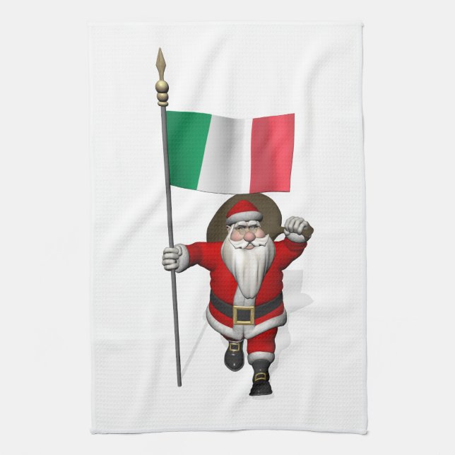 Linge De Cuisine Le Père Noël Avec L'Ensigne D'Italie (Vertical)