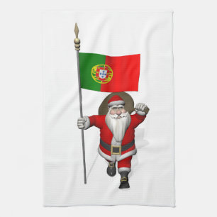 Linge De Cuisine Le Père Noël Avec L'Ensigne Du Portugal