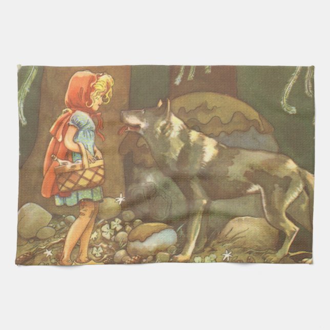 Linge De Cuisine Le Petit Chaperon Rouge, Conte de Fées Vintage (Horizontal)